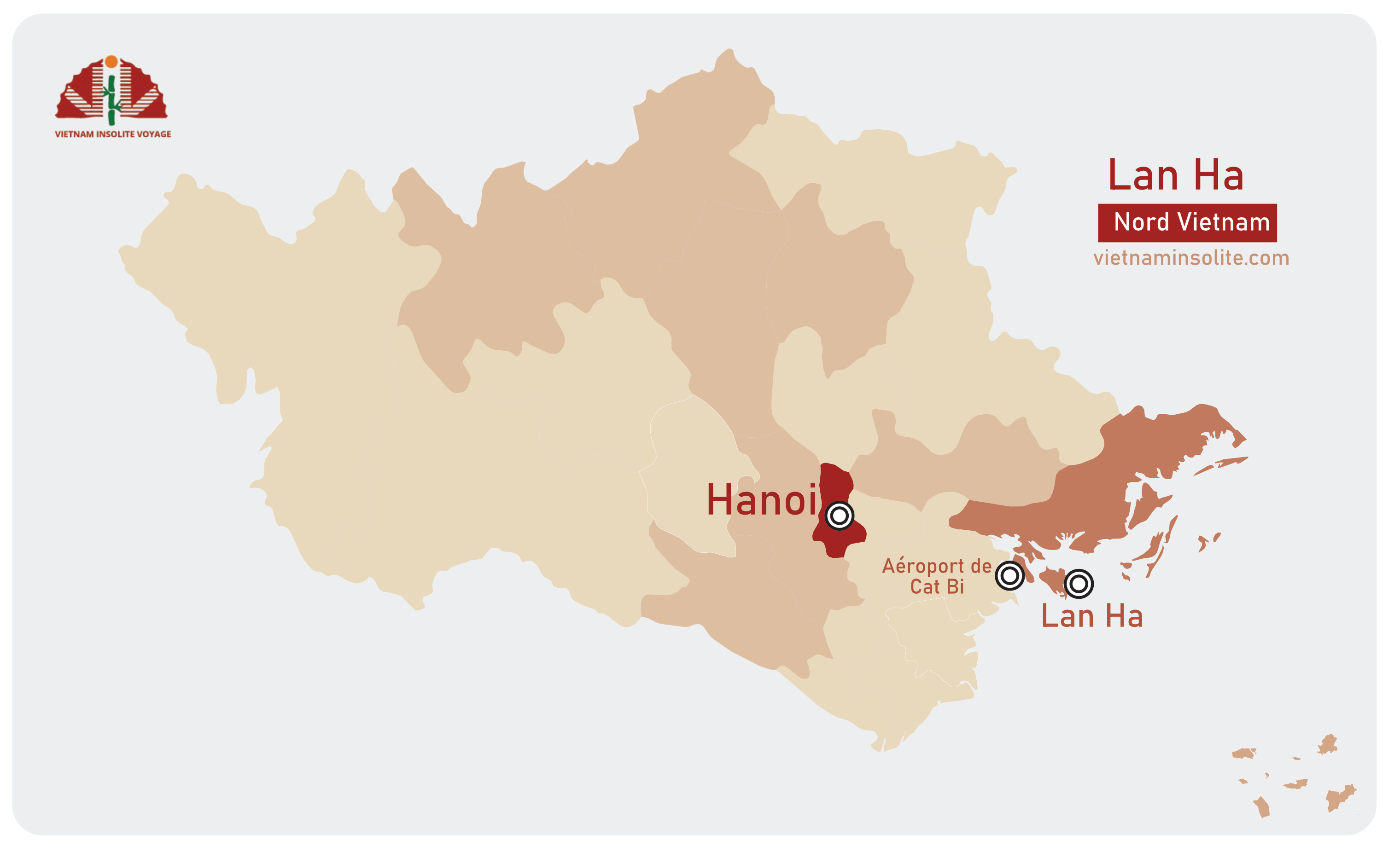 La carte de la baie de Lan Ha et l'aéroport de Cat Bi